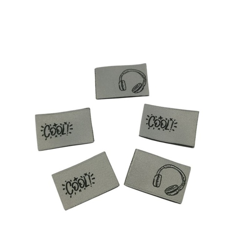 [630 9952 000] 5er Set Weblabel zum Einnähen Kopfhörer / Cool 20 x 30mm