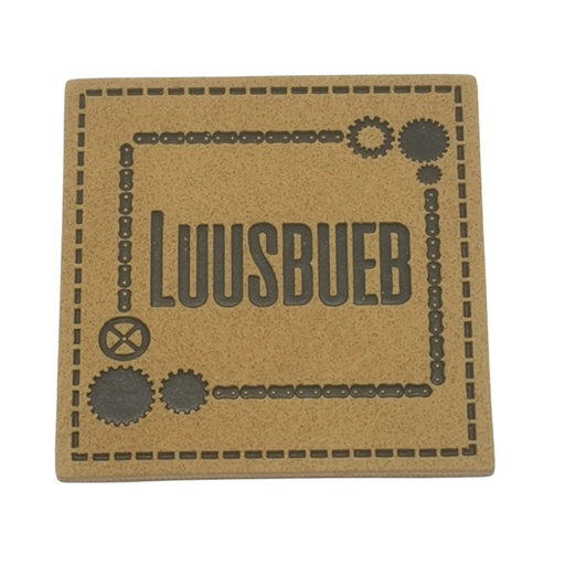 [629 3407 000] "Luusbueb" Kunstleder Label 4 x 4 cm