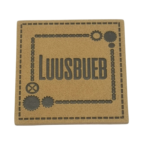 [629 3407 000] "Luusbueb" Kunstleder Label 4 x 4cm