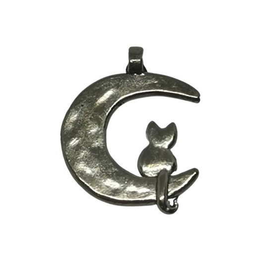 [645 6136 990] Anhänger Katze auf Mond 17 x 22mm