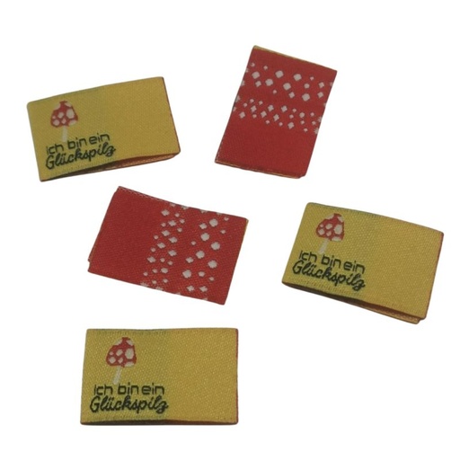 [630 9962 000] 5er Set Weblabel Glückspilz 15 x 23mm