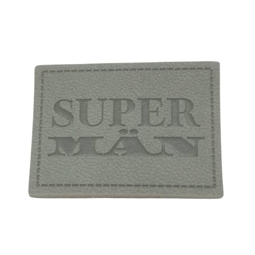 [629 3415 000] "SUPER MÄN" Kunstleder Label 4 x 3 cm