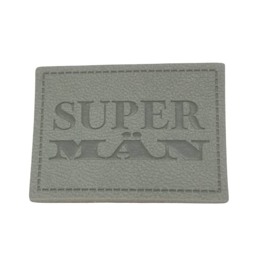 [629 3415 000] "SUPER MÄN" Kunstleder Label 4 x 3cm