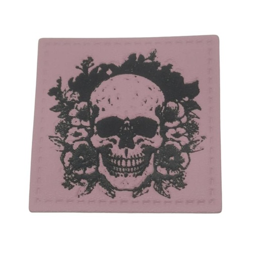 [629 3408 000] "Skull / Totenkopf" Kunstleder Label 4 x 4 cm