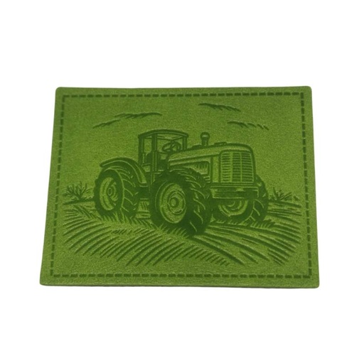 [629 3414 000] "Traktor" Kunstleder Label 5 x 4cm
