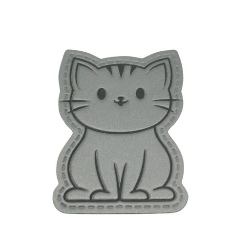 [629 3409 000] "Katze" Reflektierendes Kunstleder Label 5 x 3.5cm