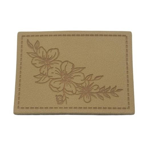 [629 3410 000] "Blume" Kunstleder Label 4 x 3cm