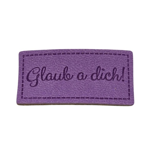 [629 3429 000] "Glaub a dich!" Kunstleder Label 4 x 2 cm