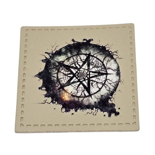 [629 3428 000] "Pentagram" Kunstleder Label 4 x 4 cm