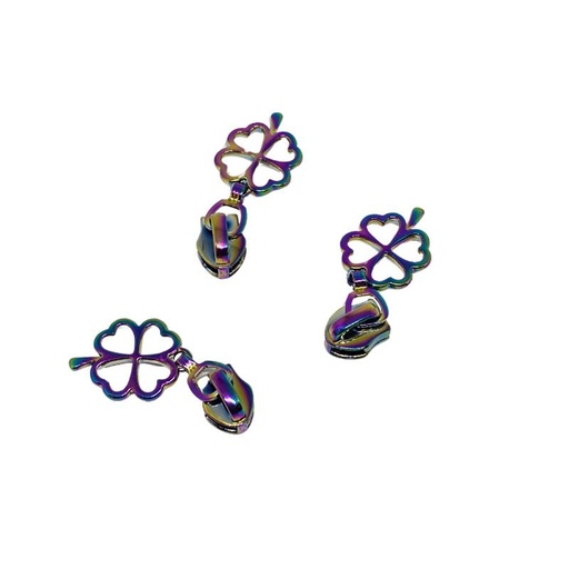 [180 4105 999] Zipper 6 mm Regenbogen Kleeblatt