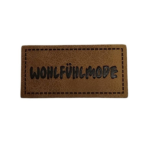 [629 3436 000] "Wohlfühlmode" Kunstleder Label 4 x 2 cm