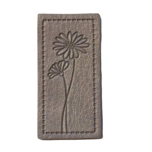 [629 3440 000] "Blüemli" Kunstleder Label 4 x 2 cm