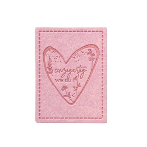 [629 3457 000] "Einzigartig WIE DU" Kunstleder Label 3 x 4 cm