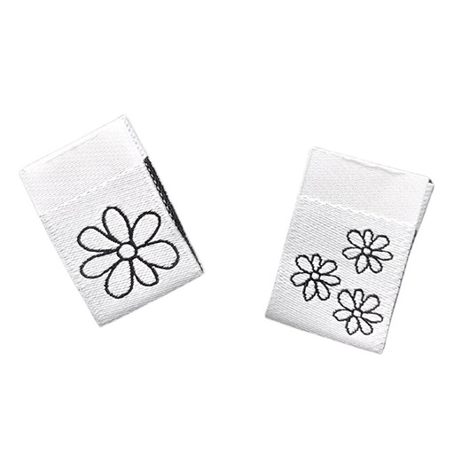 [630 2241 000] Weblabel Blume zum Einnähen 15 x 22 mm