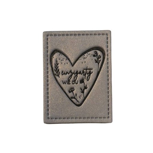 [629 3451 000] "Einzigartig WIE DU" reflektierendes Kunstleder Label 3 x 4 cm