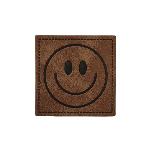 [629 3460 000] "Smiley" Kunstleder Label 4 x 4 cm