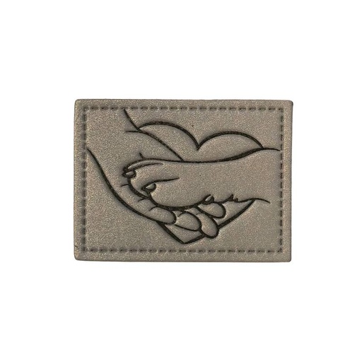 [629 3463 000] "Hundeliebe" Kunstleder Label 4 x 3 cm